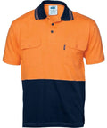 DNC Workwear Work Wear Orange/Navy / M DNC WORKWEAR Hi-Vis Cool-Breeze 2-Tone Cotton Jersey Short Sleeve Polo Shirt with Twin Chest Pocket 3943