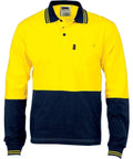DNC Workwear Work Wear Yellow/Navy / XS DNC WORKWEAR Hi-Vis Cool-Breeze Cotton Jersey Long Sleeve Polo Shirt with Underarm Cotton Mesh 3846