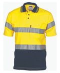 DNC Workwear Work Wear Yellow/Navy / 2XL DNC WORKWEAR Hi-Vis Cool-Breeze Cotton Jersey Short Sleeve Polo with CSR Reflective Tape 3915
