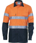 DNC Workwear Work Wear Orange/Navy / S DNC WORKWEAR Hi-Vis Cool-Breeze Cotton Long Sleeve Shirt with 3M 8906 Reflective Tape 3988