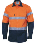 DNC Workwear Work Wear Orange/Navy / S DNC WORKWEAR Hi-Vis Cool-Breeze Long Sleeve Cotton Shirt with 3M 8910 R/Tape 3886
