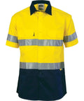 DNC Workwear Work Wear Yellow/Navy / M DNC WORKWEAR Hi-Vis Cool-Breeze Short Sleeve Cotton Shirt with 3M 8906 Reflective Tape 3887