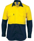 DNC Workwear Work Wear DNC WORKWEAR Hi-Vis Cool-Breeze Vertical Vented Long Sleeve Cotton Shirt 3732