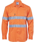 DNC Workwear Work Wear Orange / XS DNC WORKWEAR Hi-Vis Cool-Breeze Vertical Vented Long Sleeve Cotton Shirt with Generic Reflective Tape 3985