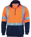 DNC Workwear Work Wear Orange/Navy / S DNC WORKWEAR Hi-Vis Cross Back D/N Two Tone 1/2 Zip Fleecy Sweatshirt 3929