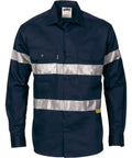 DNC Workwear Work Wear Navy / 2XL DNC WORKWEAR Hi-Vis Long Sleeve Drill Shirt with 3M R/Tape 3835