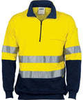 DNC Workwear Work Wear Yellow/Navy / XS DNC WORKWEAR Hi-Vis Two-Tone 1/2 Zip Cotton Fleecy Windcheater with 3M R/Tape 3925