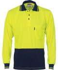 DNC Workwear Work Wear Yellow/Navy / XS DNC WORKWEAR Hi-Vis Two Tone Cool Breathe Long Sleeve Polo Shirt 3813