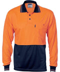 DNC Workwear Work Wear Orange/Navy / XS DNC WORKWEAR Hi-Vis Two Tone Cool Breathe Long Sleeve Polo Shirt 3813