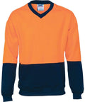 DNC Workwear Work Wear DNC WORKWEAR Hi-Vis Two-Tone Fleecy V-Neck Sweatshirt (Sloppy Joe) 3822