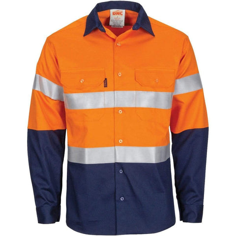 Dnc Workwear Patron Saint Flame Retardant Two-tone Long Sleeve Cotton Shirt With 3m Fr Tape - 3409 Metro Workwear.