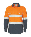 DNC Workwear Work Wear Orange/Navy / XS DNC WORKWEAR Two-Tone Ripstop Cotton Long Sleeve Shirt with Reflective CSR Tape 3588