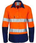 DNC Workwear Work Wear DNC WORKWEAR Women’s Hi-Vis Cool-Breeze Long Sleeve Cotton Shirt with CSR Reflective Tape 3786