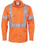 DNC Workwear Work Wear DNC WORKWEAR X Back Long Sleeve Cotton Shirt with CSR Reflective Tape 3546