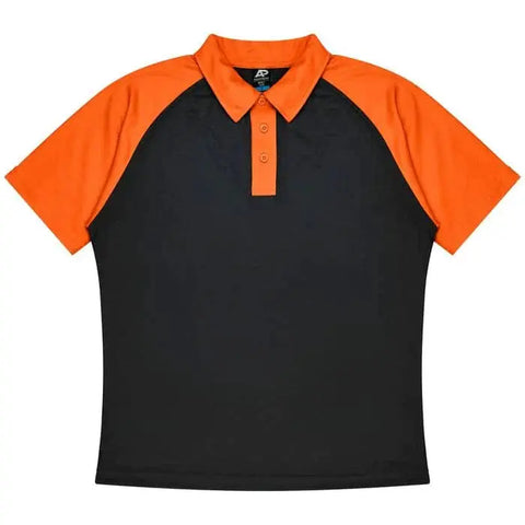 Aussie Pacific Manly Mens Polo 1318  Aussie Pacific BLACK/ELECTRIC ORANGE S 