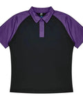 Aussie Pacific Manly Mens Polo 1318  Aussie Pacific BLACK/ELECTRIC PURPLE S 