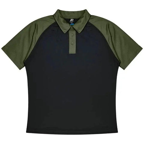 Aussie Pacific Manly Kids Polo Shirt 3318  Aussie Pacific BLACK/ARMY GREEN 4 