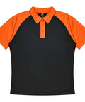 Aussie Pacific Manly Kids Polo Shirt 3318  Aussie Pacific BLACK/ELECTRIC ORANGE 4 