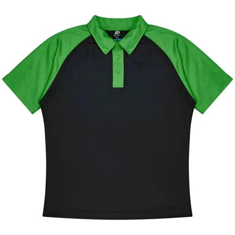 Aussie Pacific Manly Kids Polo Shirt 3318  Aussie Pacific BLACK/KAWA GREEN 4 