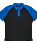 Aussie Pacific Manly Kids Polo Shirt 3318  Aussie Pacific BLACK/ELECTRIC ROYAL 4 