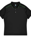 Aussie Pacific Currumbin Men's Polo Shirt 1320  Aussie Pacific BLACK/KAWA GREEN S 