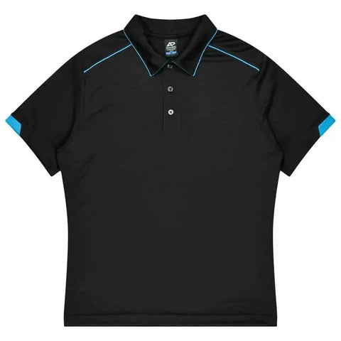 Aussie Pacific Currumbin Kids Polo Shirt 3320  Aussie Pacific BLACK/CYAN 4 