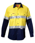 Hard Yakka Two Toned Reflective Vented Hi Vis Shirt Y07978 Work Wear Hard Yakka Yellow/Navy S 