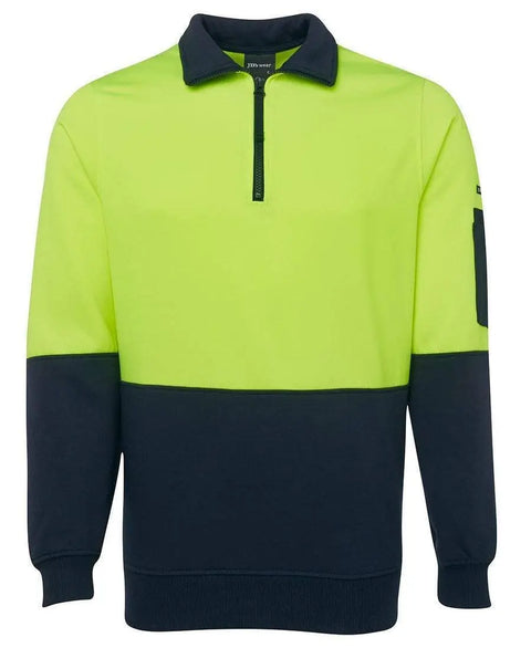 Jb's Wear Work Wear Lime/Navy / S JB'S Hi-Vis 1/2 Zip Fleecy Sweatshirt 6HVFH