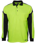 Jb's Wear Work Wear Lime/Black / XS JB'S Hi-Vis Long Sleeve Arm Panel Polo 6AP4L