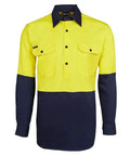 Jb's Wear Work Wear Yellow/Navy / XS JB'S Hi-Vis Long Sleeve Close Front Shirt 6HVCF