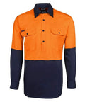 Jb's Wear Work Wear Orange/Navy / XS JB'S Hi-Vis Long Sleeve Close Front Shirt 6HVCF