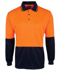 Jb's Wear Work Wear Orange/Navy / XS JB'S Hi-Vis Long Sleeve Jacquard Polo 6HJNL