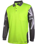 JB's Hi vis long sleeve Southern Cross polo 6HSCL Metro Workwear.