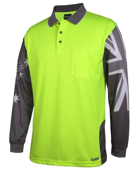 JB's Hi vis long sleeve Southern Cross polo 6HSCL Metro Workwear.