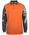 JB's Hi vis long sleeve Southern Cross polo 6HSCL Metro Workwear.