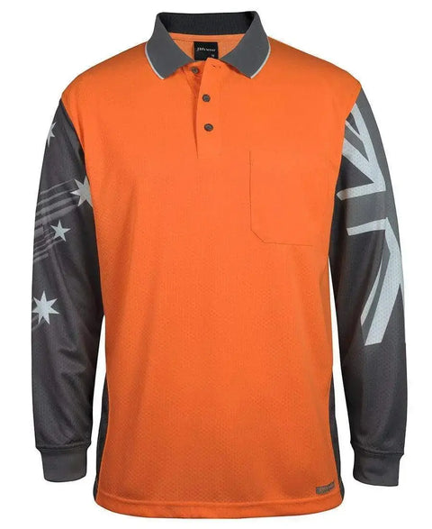 JB's Hi vis long sleeve Southern Cross polo 6HSCL Metro Workwear.