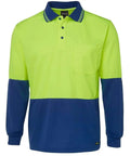 Jb's Wear Work Wear Lime/Royal / XS JB'S Hi-Vis Long Sleeve Traditional Polo 6HVPL