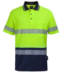 JB'S Wear Work Wear Lime/Navy / 2XS Jb's Hv S/s D+n C/back Segmented Tape Polo 6HMSS