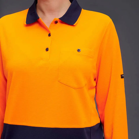KingGee Women's HyperFreeze Spliced Long Sleeve Work Polo Shirt K44730 - Allsorts Workwear