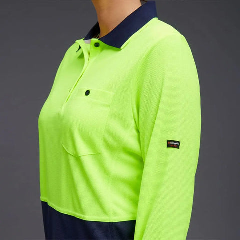 KingGee Women's HyperFreeze Spliced Long Sleeve Work Polo Shirt K44730 - Allsorts Workwear