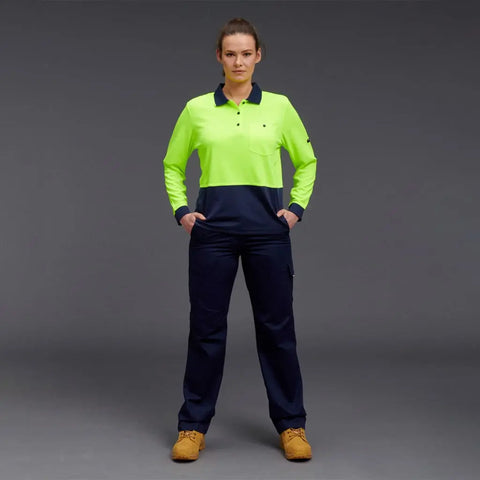 KingGee Women's HyperFreeze Spliced Long Sleeve Work Polo Shirt K44730 - Allsorts Workwear