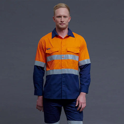 KingGee WorkCool 2 Hi Vis Reflective Long Sleeve Work Shirt K54880 - Allsorts Workwear