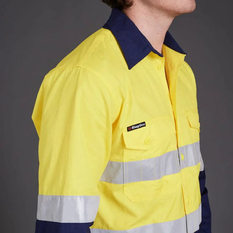 KingGee WorkCool 2 Hi Vis Reflective Long Sleeve Work Shirt K54880 - Allsorts Workwear