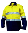 KingGee Work Wear KingGee Hi-Vis Closed Front Reflective Spliced Drill Shirt L/S  K54325