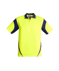 SYZMIK Men’s Hi Vis Aztec Polo - Short Sleeve ZH248 Work Wear Syzmik Yellow/Navy XS 