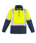 SYZMIK Men’s Hi-Vis Fleece Shoulder Taped Jumper ZT462 Work Wear Syzmik Yellow/Navy S 