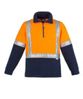 SYZMIK Men’s Hi-Vis Fleece Shoulder Taped Jumper ZT462 Work Wear Syzmik Orange/Navy S 
