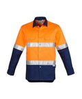 SYZMIK Men’s Hi-Vis Spliced Hoop Taped Industrial Shirt ZW123 Work Wear Syzmik Orange/Navy S 