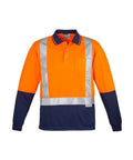 Syzmik Men’s Hi Vis Spliced Polo - Long Sleeve Shoulder Taped ZH234 Work Wear Syzmik Orange/Navy S 
