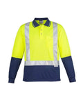 Syzmik Men’s Hi Vis Spliced Polo - Long Sleeve Shoulder Taped ZH234 Work Wear Syzmik Yellow/Navy S 